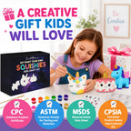 Jim&Gloria Paint Your Own Squishies, Jumbo Squishy Toy Gifts for Girls and Boys 8 9 10 11 12 13 14, Arts and Crafts Squeeze Toys, Party Favors for Birthday, Christmas Gift, Pack of 3