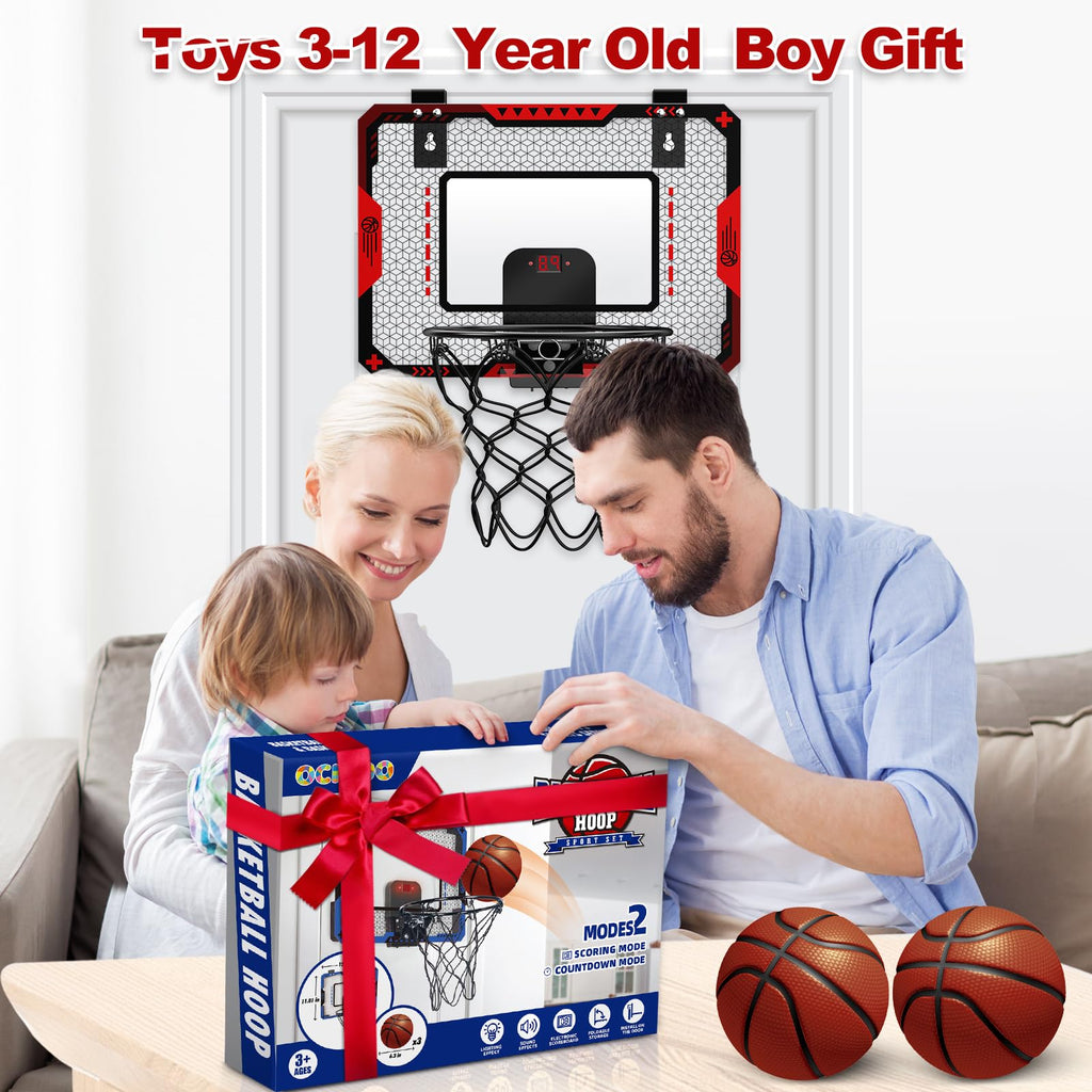 Indoor Basketball Hoop with Electronic Scoreboard & Balls for Kids Age 5-12