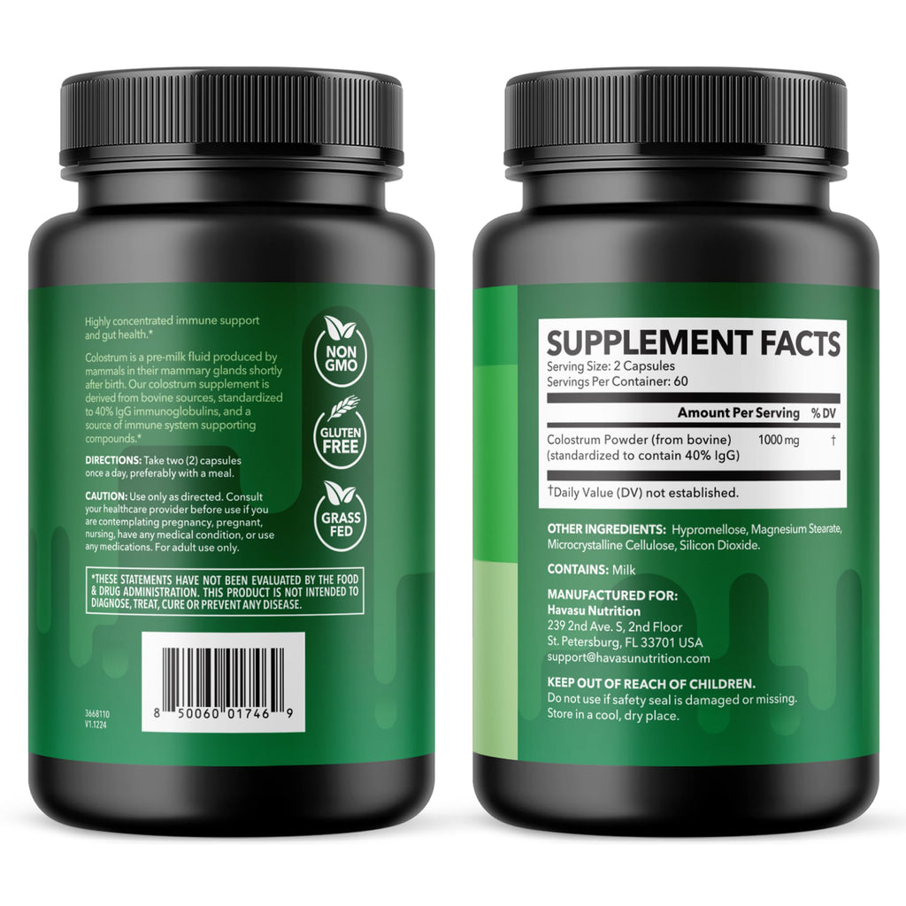 Grass Fed Colostrum Supplement for Immune and Gut Health, 2 Month Supply