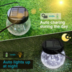 Kolpop Solar Lanterns Outdoor Waterproof 6 Pack, Hanging Solar Lights with 30 LED, Cracked Glass Hanging Globes for Garden Patio Fence Yard Christmas Tree Decoration, Cold White