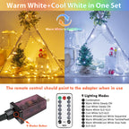 75.8 FT 200 LED Color Changing Christmas String Lights with Remote & Timer & Memory Function, 9 Lighting Modes Waterproof Fairy Lights for Xmas Tree Yard Holiday Party Garden (Warm White & Cool White)