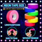 SWRT 6 Rolls (1 in x 33 Ft) Neon Gaffer Cloth Tape for Halloween Decor