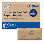 Scott® Professional Universal Multifold Paper Towels, Bulk (01804), Absorbency Pockets, 9.2" x 9.4" sheets, Plus Tier, Compressed, White (250 Sheets/Pack, 16 Packs/Case, 4,000 Sheets/Case)