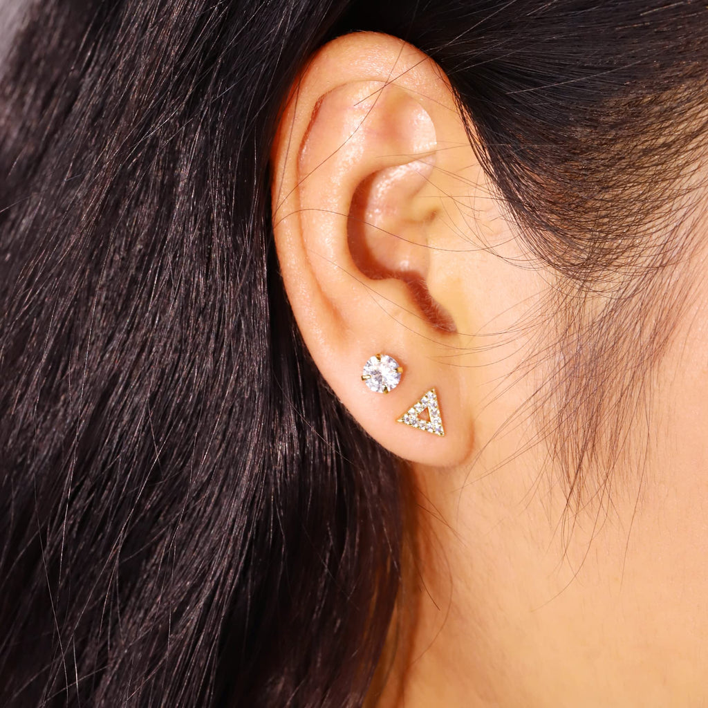 14K Gold Small Stud Earrings Set for Women Flat Back Earrings, 10 Pairs