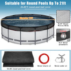21 FT Pool Leaf Net Cover for Above Ground Pools, Ultra-Fine 0.15’’ Mesh Pool Cover with Winch & Cable, Pool Leaf Cover Prevents Leaves and Debris from Entering Pool