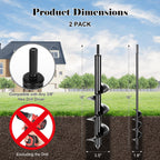 Tegarbed Auger Drill Bit for Planting 2 Pack,1.6x16 inch&3.5x16 inch,Auger Drill Bit Suitable for 3/8'' Hex Drill Driver,Garden Spiral Hole and Planter for Bulbs,Fence Posts,and Umbrella Holes