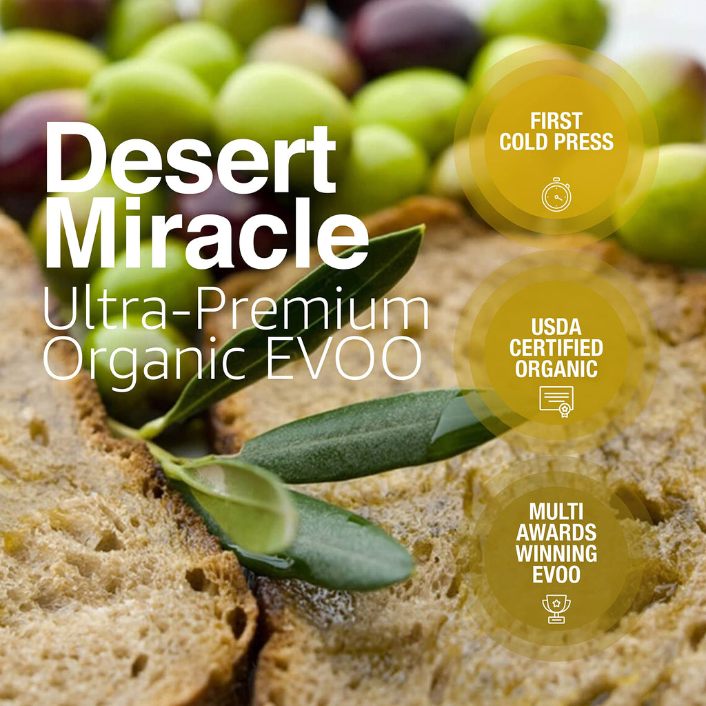 Desert Miracle Organic Extra Virgin Olive Oil, High Polyphenol, 17 fl oz