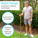 Vive Wooden Walking Stick - (48") Willow Cane for Seniors Hiking & Balance - Heavy Duty Carved Twisted Wood Sticks for Men & Women - Stylish Support Pole for Outdoor Trekking & Weight Bearing