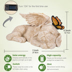 Sleeping Dog Angel Statue with Solar Light, Dog Memorial Garden Statue