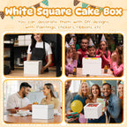 RYDDOY 3 Pack Cake Boxes with Board, 10x10x8 In Tall Cake Box with Window