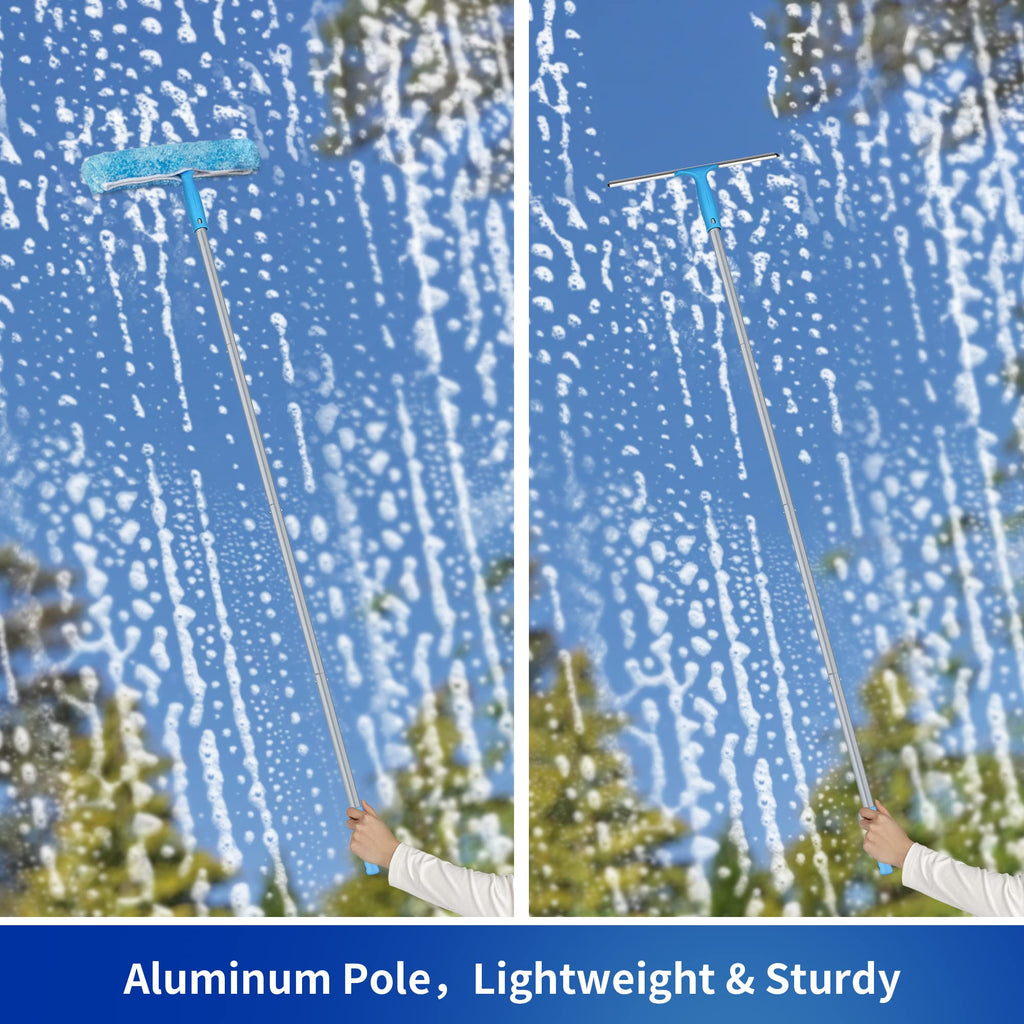 MR.SIGA 54.3 inch Long Extension Pole, Adjustable 4 Pieces Aluminum Pole for Window Squeegee