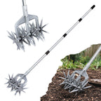 KLDOLLAR Rotary Cultivator, Hand Tiller Garden Tool with Sturdy Metal Tines