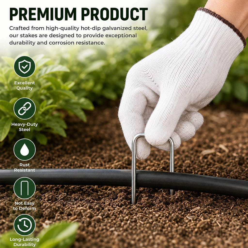 FEED GARDEN 6 Inch 200 Pack Galvanized Landscape Staples 11 Gauge Anti-Rust Garden Stakes Landscaping Fabric SOD Pins Yard Stakes for Christmas Decoration Weed Barrier Fabric