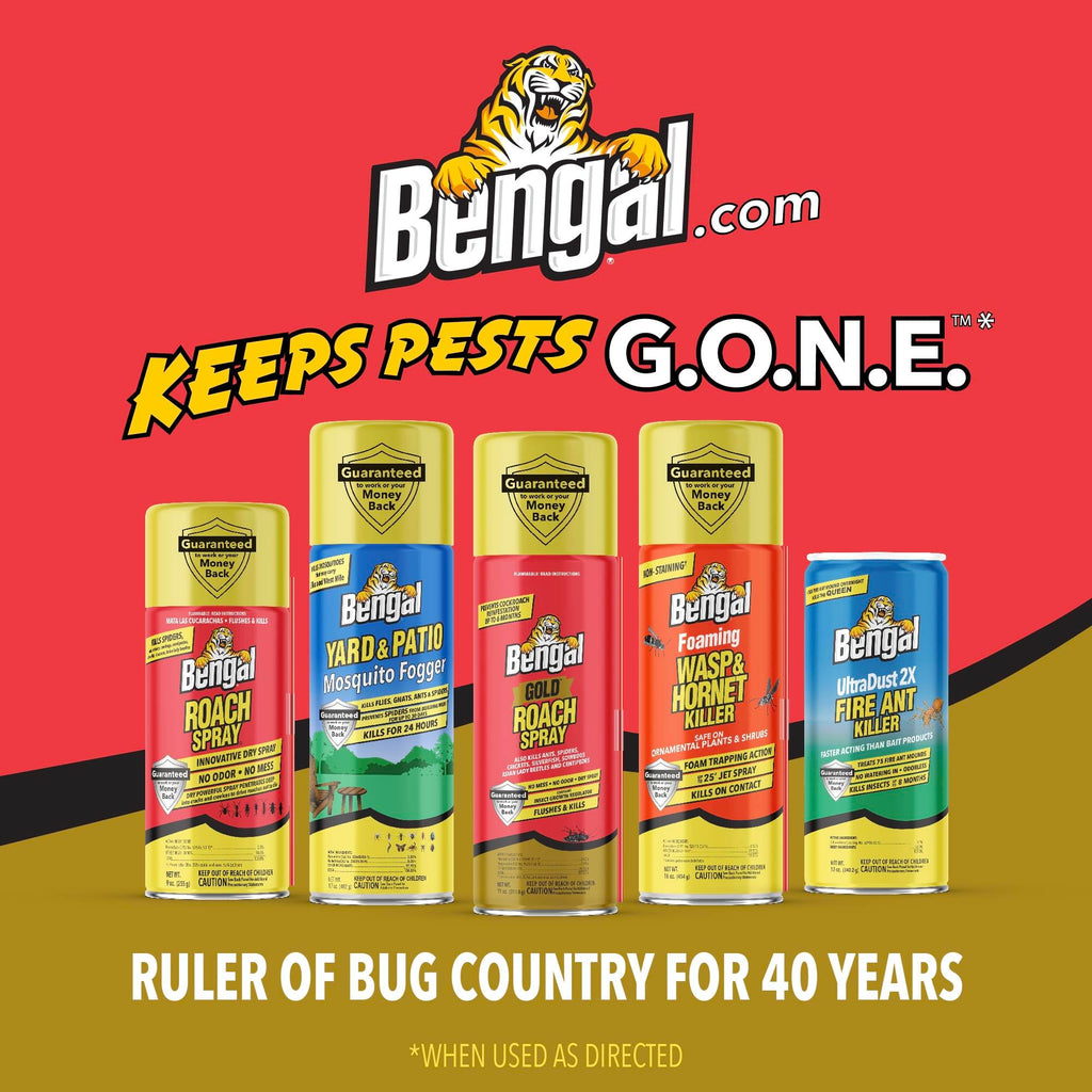 Bengal Gold Roach Spray - Odorless, Stain-Free Bug Spray for Home - Prevents Reinfestation for Up to 6 Months - 11 oz, 2 Pack