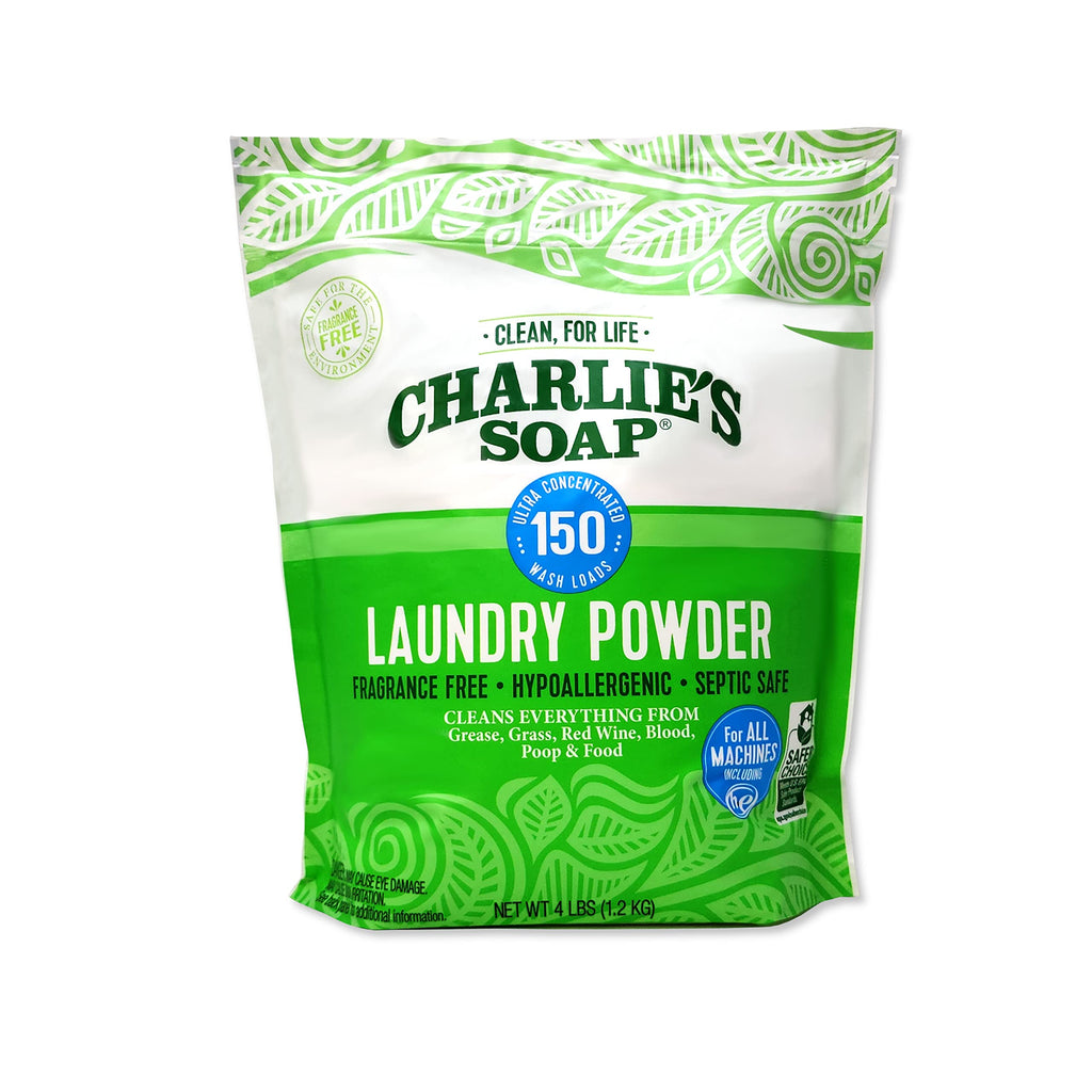 Charlie’s Soap Laundry Powder Detergent (150 Loads, 1 Pack) Fragrance Free Hypoallergenic Deep Cleaning Laundry Detergent Powder – Residue Free, HE Compatible, Septic Safe