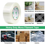 BOMEI PACK Filament Strapping Tape, 5.5 Mil 2 Inch x 60 Yards, Heavy Duty Reinforced Fiberglass Packing Tape, 2 Pack