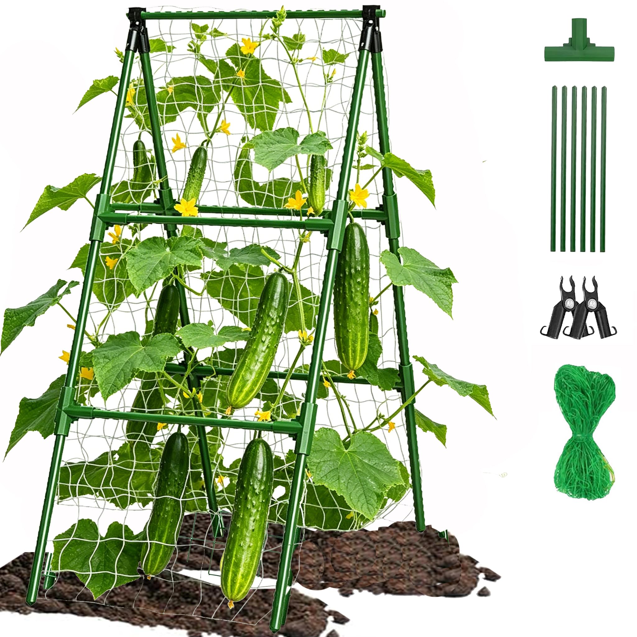 Garden Arch Trellis for Climbing Plants Outdoor, Garden Arch for Climbing Vine Vegetable/Fruit/Flower, Cucumber Trellis for Raised Bed (15.7x47in)