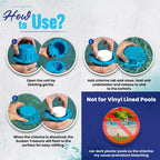 Sunken Treasure - The Original Sinking and Floating Chlorine Dispenser for Pool, Uses Less Chlorine than a Floater, It Sinks - Cleans Water - Floats Back Up, Replaces Pool Chlorine Floater, Light Blue