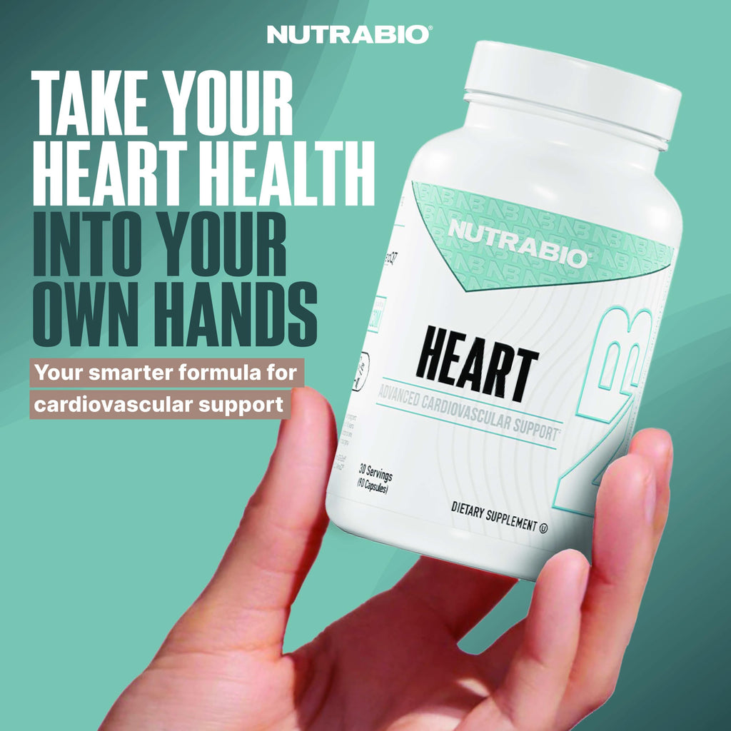 NutraBio Heart - Heart Health Supplements, Cardiovascular Supplement, Cholesterol, Circulatory & Healthy Blood Pressure Support - 90 Capsules