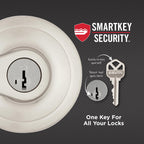 Kwikset Henley Entry Door Handle with Lock and Key, Secure Keyed Reversible Lever Exterior, For Front Entrance and Bedrooms, Satin Nickel, Pick Resistant Smartkey Rekey Security and Microban