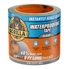 Gorilla Waterproof Patch & Seal Tape, Clear Tape, 4" x 8' (Pack of 1) - Permanent Weather Resistant Seal for Leaks and Repairs