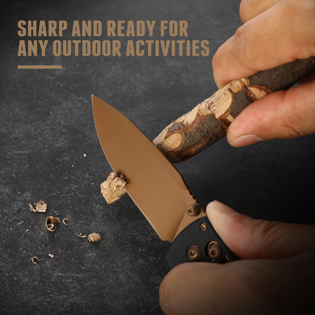 VIRENKNIFE Folding Pocket Knife，Lightweight Pocket Knife 2.95'' 14C28N Steel Blade G10 Handle Small EDC Knife with Pocket Clip,Crossbar Lock，Sharp Camping Survival Hiking Knife Gifts for Men Women
