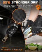 nitroshield 9mil Heavy Duty Disposable Nitrile Gloves, Black XLarge 800Pcs -Chemical Resistant, Latex Powder Free Rubber Gloves Diamond Texture for Automotive, Mechanics, Cooking,BBQ, Industrial Use
