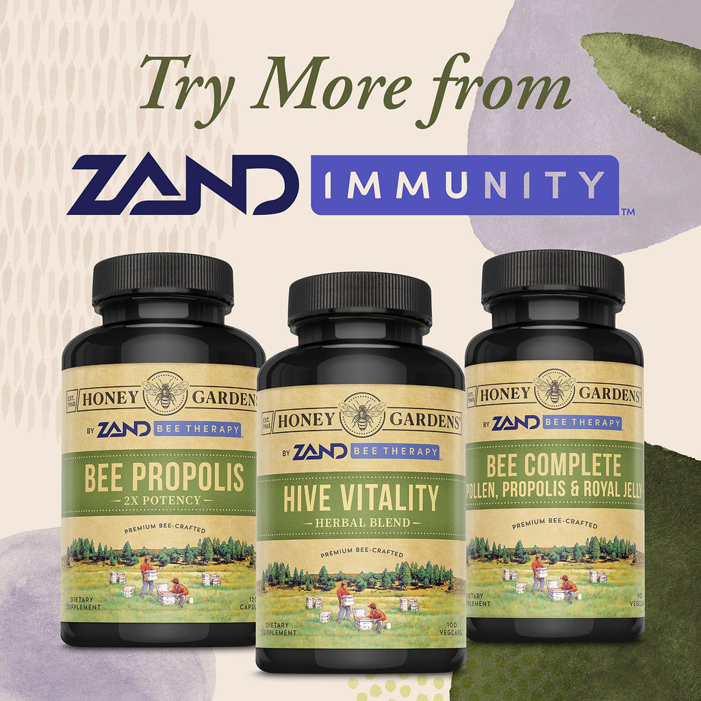 Honey Gardens ZAND Bee Therapy Hive Vitality - Herbal Blend with Bee Pollen & Royal Jelly for Apitherapy Wellness Support - Premium GMP Quality - 100 Servings, 100 Capsules