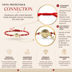 St Benedict Medal Red String Adjustable Bracelet for her Pulsera San Benito