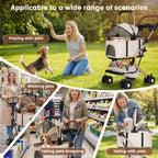 Gereat Dog Stroller for Small & Medium Dogs & Cats, Foldable Pet Stroller Wagon Carries Up to 44 lbs, Dog Wagon with Storage Basket and Cup Holders, Plus a Removable Portable Pet Carrier