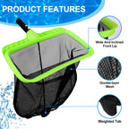 Sepetrel Swimming Pool Leaf Skimmer Net,Double-Layer & Reinforced Frame Deep Rake Nets