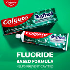 Colgate MaxFresh Clean Mint Toothpaste Pack, Fresh Breath Toothpaste with Fluoride and Hundreds of Mini Breath Strips, Leaves Mouth Feeling Refreshed for Hours, 4 Pack, 6.3 oz