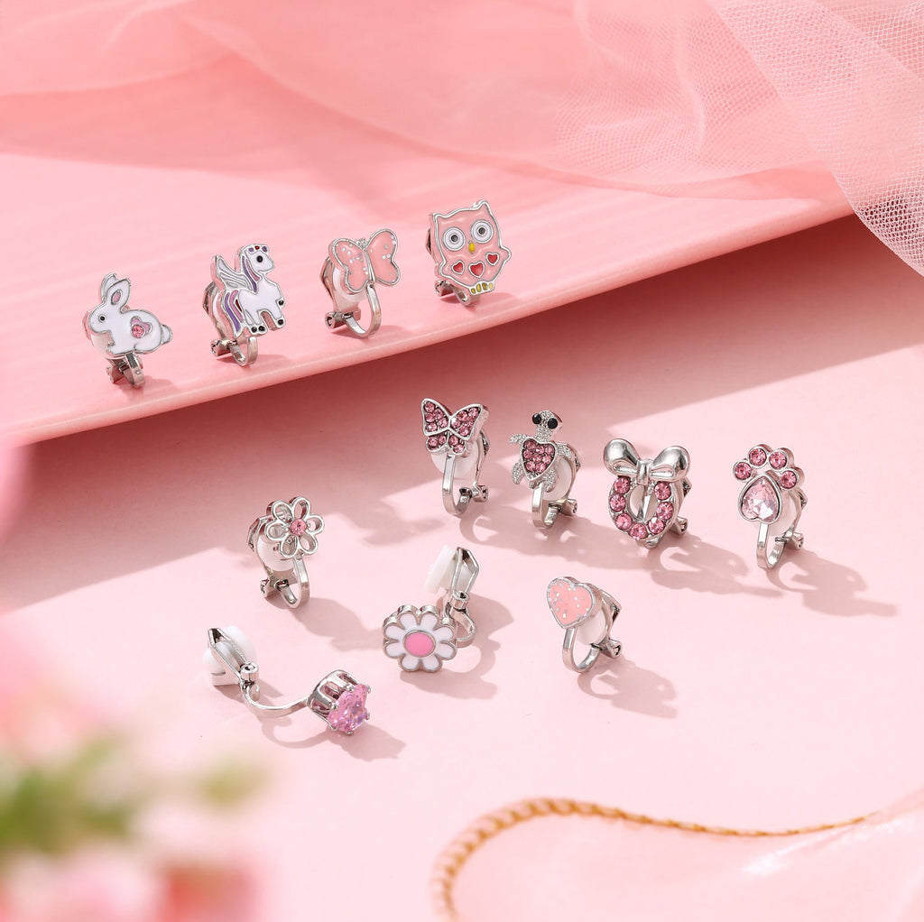 FUNRUN JEWELRY 12 Pairs Clip On Earrings for Women Non Pierced Fake Earring