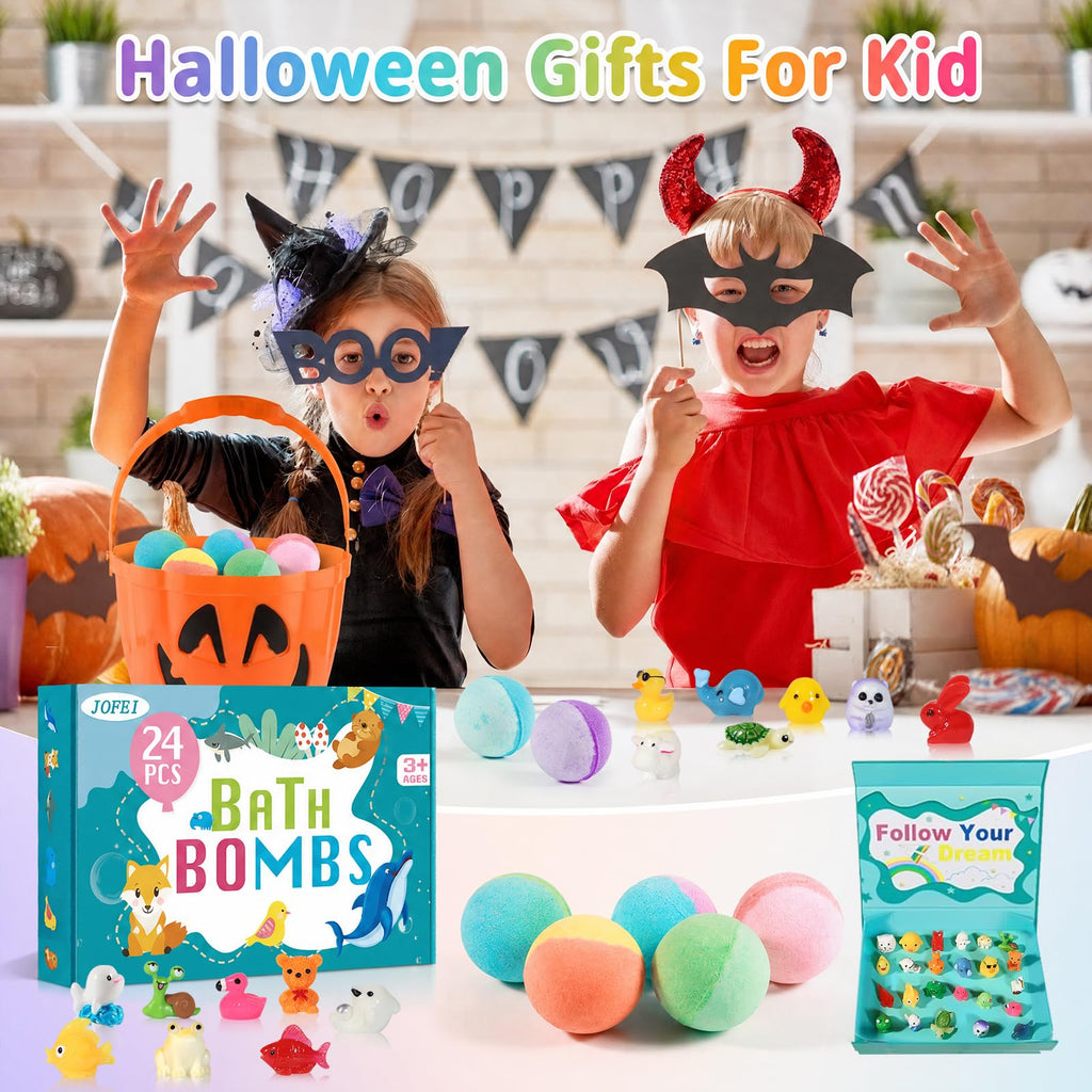 Bath Bombs for Kids with Surprise Inside, 24 Pack Kids Bath Bombs with Toys Inside Gift Set, Kid Bubble Bath Fizzy for Girls Boys with Bath Toys