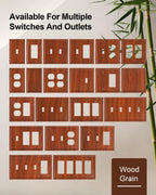 TREEWELL 2-Pack Double Decorator Outlet Cover Plate, Wood Grain Modern Decorative Switch Plates and Outlet Covers, Natural Bamboo Fiber Wall Plates for Electrical Outlets