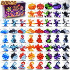 ZEAYOU 80Pcs Halloween Party Favors for Kids, Halloween Fidgets Toys with Mini Pop Keychain, Halloween Fidget Sensory Pop Toys, Classroom Prizes Box, Treasure Chest Treat Bags Gifts, Stress Relief