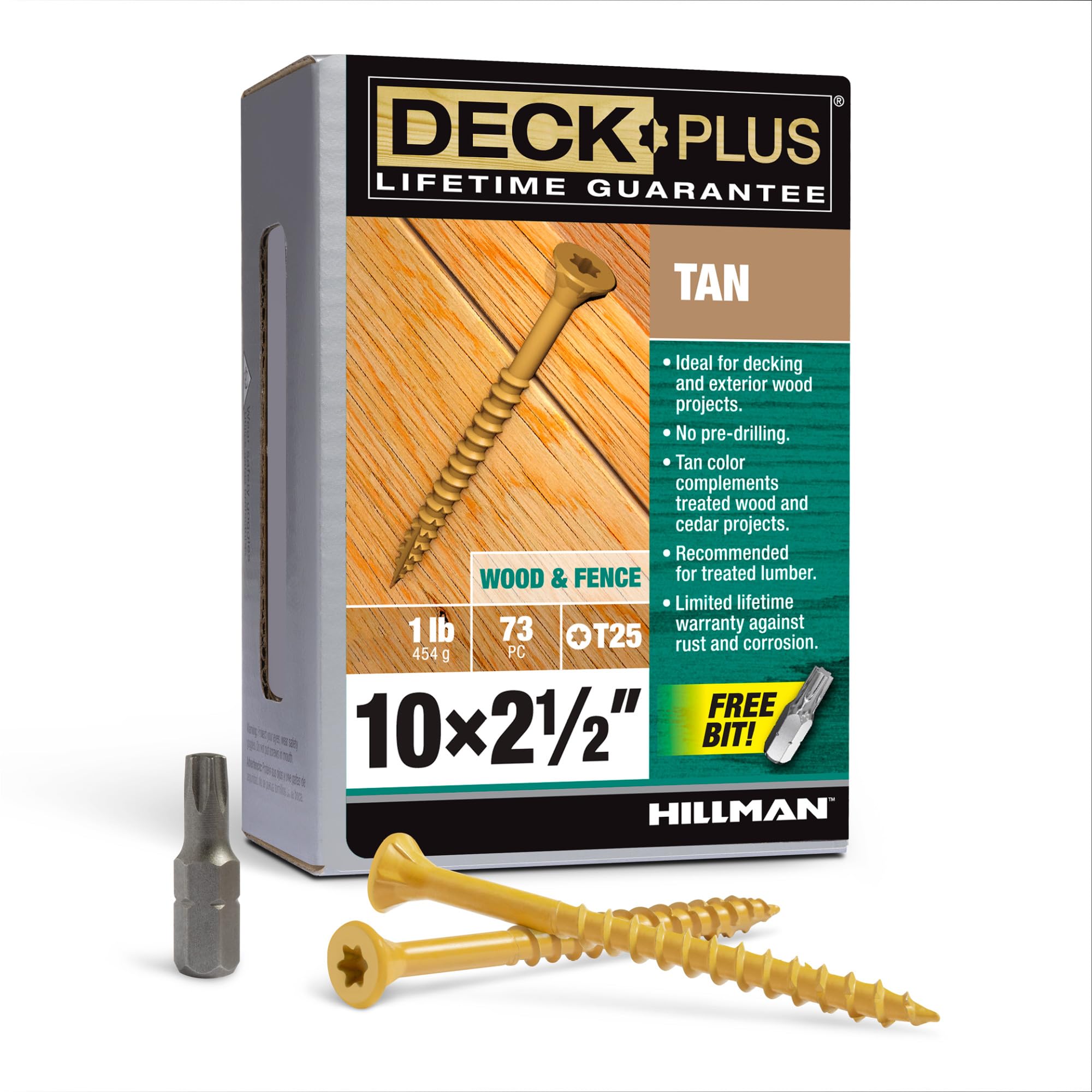 Deck Plus Deck Screws, #10 x 2-1/2in, 625 Pack, Tan