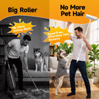 Large Floor Lint Roller with Extendable Long Handle, 9.45" Extra Wide Sticky Roller, 400 Sheets with 3 Refills, Heavy Duty Pet Hair Remover for Floor, Carpet, Couch & Hard-to-Reach Areas