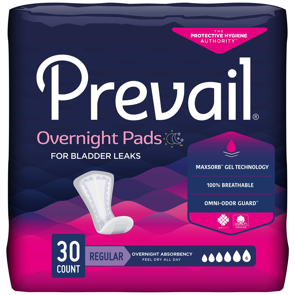 Prevail Proven - Incontinence Bladder Control Pads - Bladder Leak Pads - Overnight Absorbency, 30 Count Bag