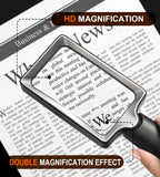 Magnifying Glass with Light, 20 LED Large Handheld Lighted Magnifier Rectangle Illuminated Magnifying Glass for Seniors Reading, Low Vision, Close Work & Inspection