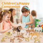 15PCS Lion Figurines Family, African Jungle Animals Lion Toys,Realistic Animal Figures,Educational Toy Cake Toppers Birthday Gift for Kids Boys Girls 3 4 5 6 7 8 Years Old