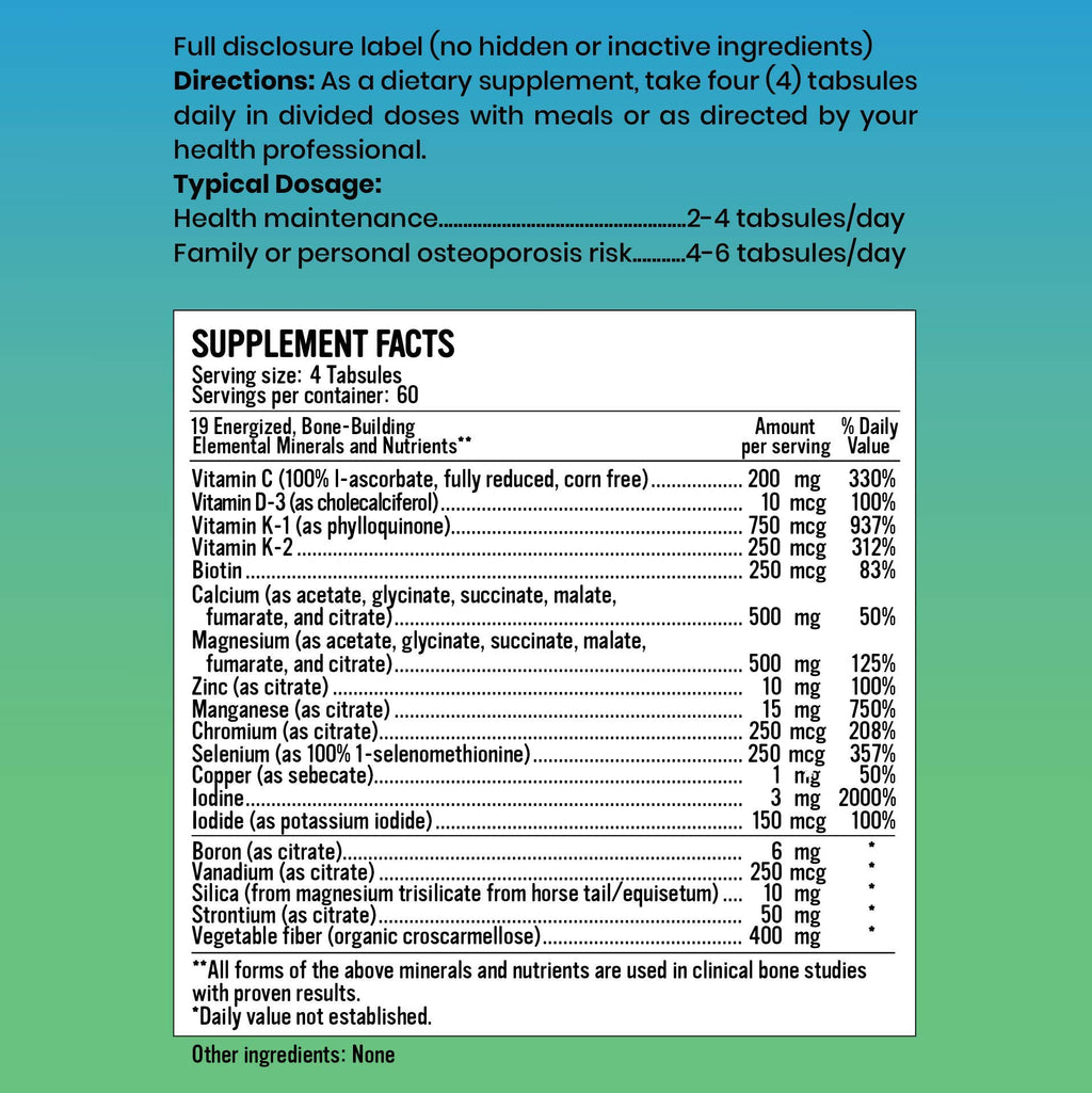 Alkaline for Life Alkalizing Minerals+, 19-Nutrient Multi-Mineral Supplement with Calcium, Magnesium, D3 & K2, Bone Support Formula, Gluten-Free, Binder-Free, 240 Tabsules