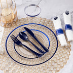 Goodluck 350 Pcs Clear Blue Plastic Plates Disposable for Party 50 Guests