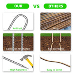 11 Pack Ground Garden Rebar Stakes Rebar 12 Inch Anti-Rust Galvanized Steel U Shape Hook Heavy Duty Ground Anchors for Tents, Position Kits,Fences, and Trampolines Landscape Fabric