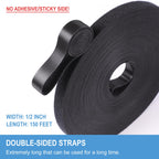 1/2in x 150ft Hook and Loop Roll | Double-Sided Strips, Self-Gripping Straps | Reusable Multi-Purpose Wrap Fasteners for Home, Office, Data Center, and More