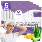 Medcosa No Rinse Shampoo Caps - Waterless Shampoo and Conditioner Hair Wash Cap - Dry Hair Washing Aids with Aloe Vera and Vitamins - Pack of 5 Rinse Free No Water Shower Caps