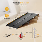 CAMMOO 6 FT Portable Wheelchair Ramp-800LBS Heavy-Duty, High-Strength Aluminum Alloy with 4 Adjustable Legs, 4 Wheels, Triple Anti-Slip and Seamless Design, Ideal for Home Steps, Threshold, Doorways