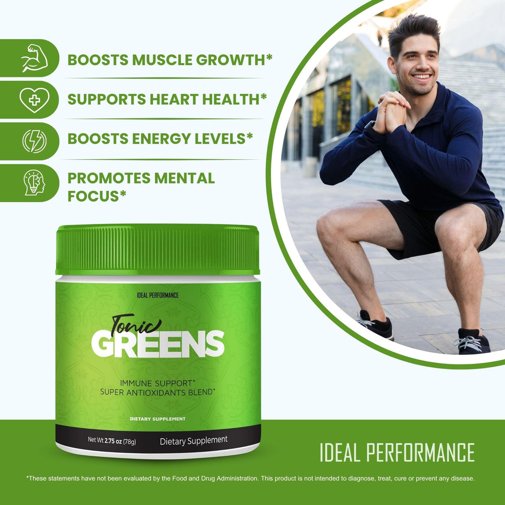 Tonic Greens Powder Vitamin Supplement Advanced Formula - Natural Green Blend Energy Supplement - Maximum Strength, TonicGreens BCAA, Tonic Greens All Natural Formula Powder Support Reviews (1 Pack)