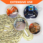 YATOINTO G80 Transport Binder Chain 1/2 Inch x 20 Foot Safety/Binder Chain with Clevis Grab Hooks 12,000 lbs Safe Working Load Logging Chain for Transporting Towing Tie Down Binding Equipment