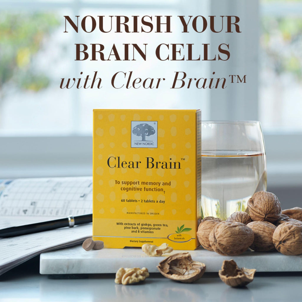 New Nordic Clear Brain Tablets, Supports Normal Cognitive Health and Memory, with Green Tea and Walnut, Swedish Made, 60 Count (Pack of 1)